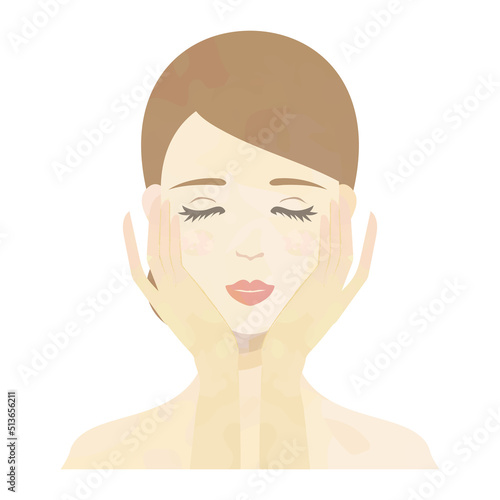 美容　スキンケアをする女性