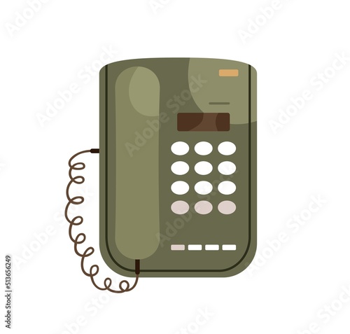 Retro touch tone, push button telephone with keypad. 90s phone with keys, hea...