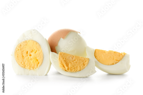 Boiled chicken eggs isolated on white background
