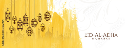Eid Al Adha mubarak traditional Islamic festival banner