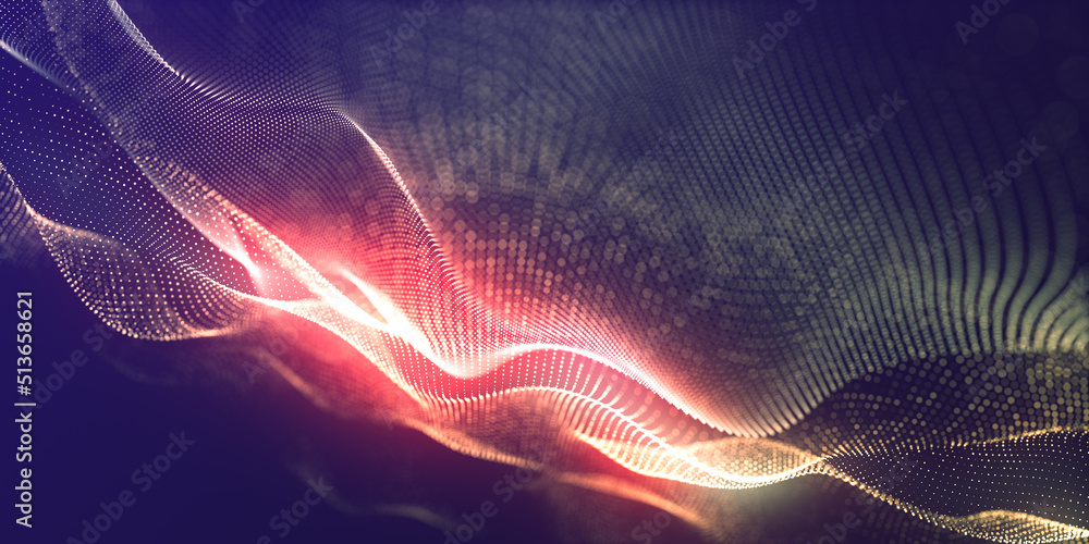 Technology digital wave background concept. Wave stream digital illustration. Network line connects to stream. Falling cyber particles. Big data stream. 3d rendering Technology digital wave background concept. Wave stream digital illustration. Network line connects to stream. Falling cyber particles. Big data stream. 3d rendering