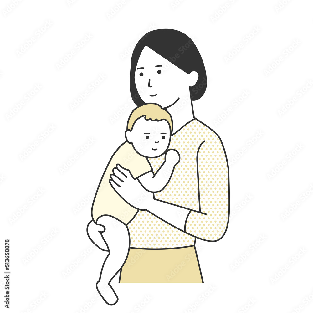 赤ちゃんを抱く母親