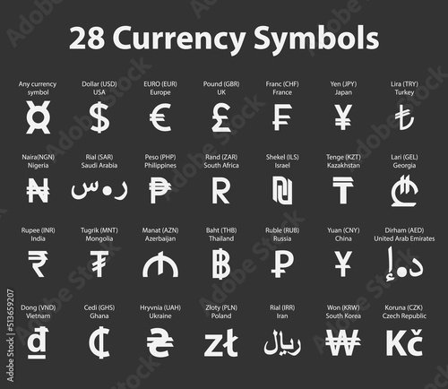 Vector currency symbols (world money)