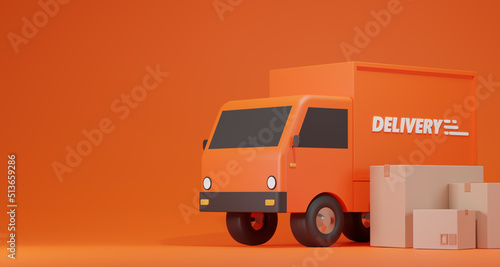 3d Logistic application service concept, Global logistics network, smartphone, and packaging on pink background. 3d render