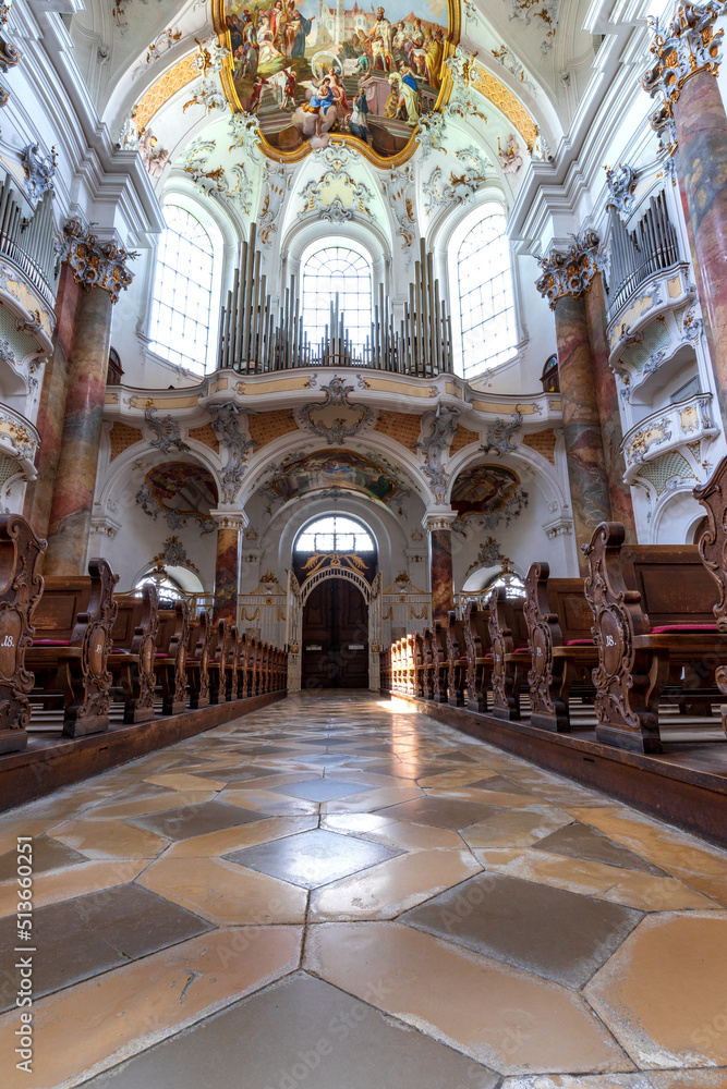  Interior of Basilica St. Alexander and St. Theodor in Ottobeuren, Germany