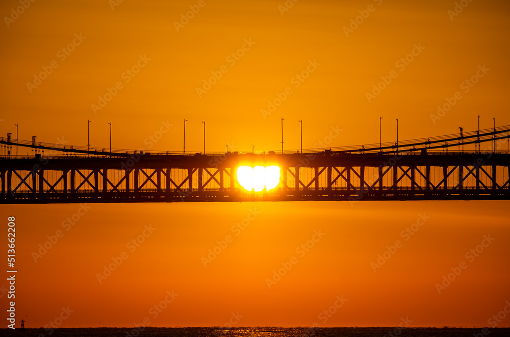 Scenic view of a bridge against the sky during sunrise