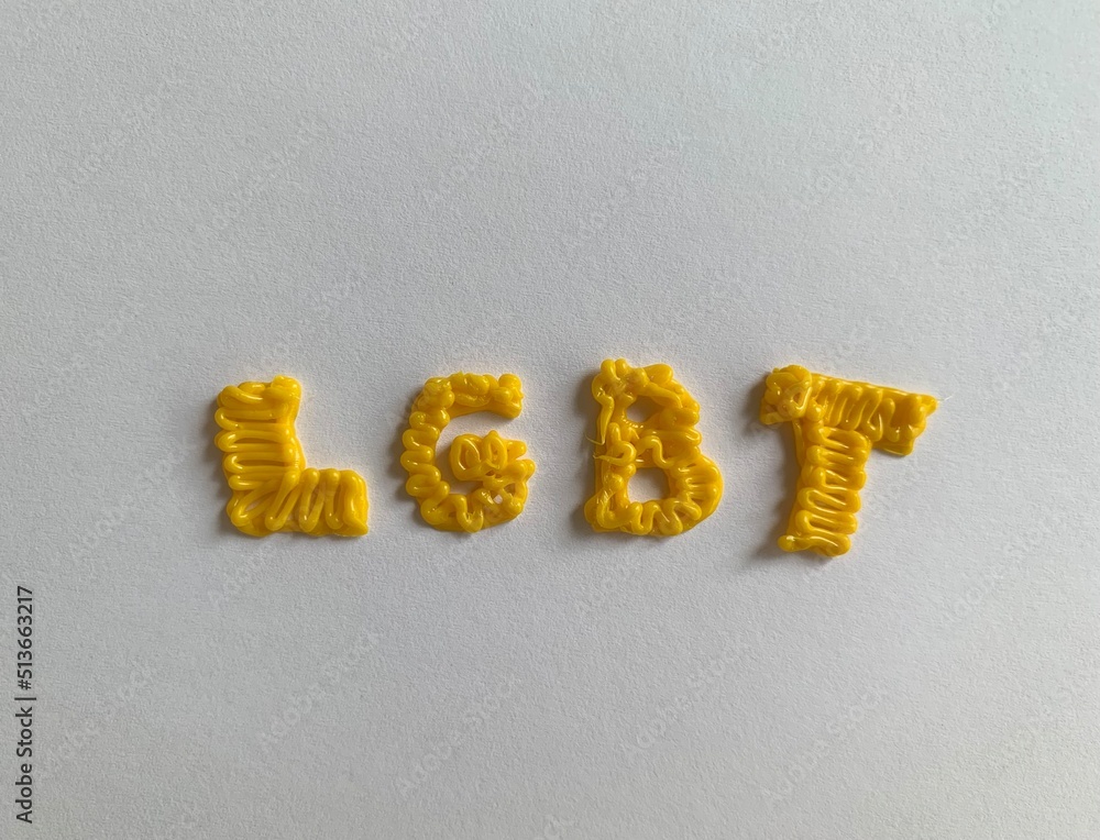word made from plastic 3d pen. LGBT letters. word made from plastic 3d pen. LGBT letters.