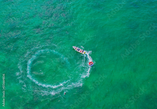Drone picture of turquoise sea water sport in summer of Cartagena Colombia © Alejandro