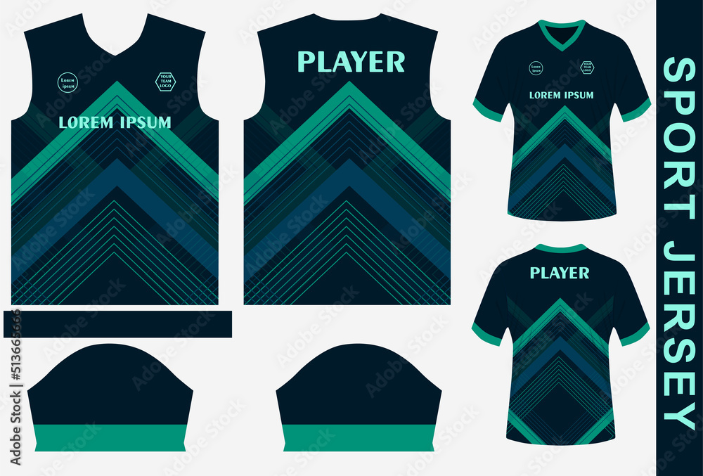 Sport Jersey Design Template With Pattern And Mockup Stock Vector 