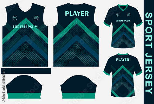 sport jersey design template with pattern and mockup