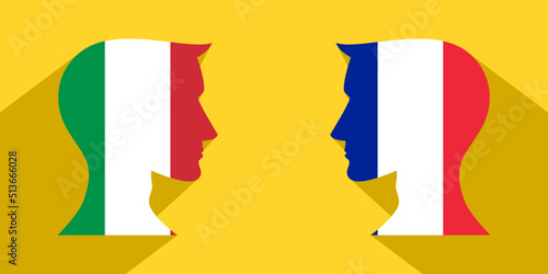 face to face concept. italy vs france. vector illustration