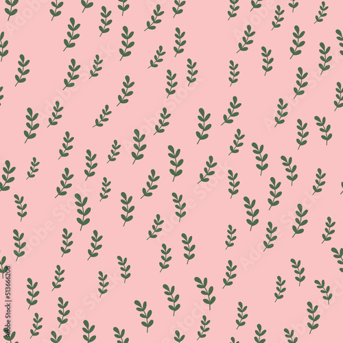 Cute botanical pattern. Seamless background in doodle style