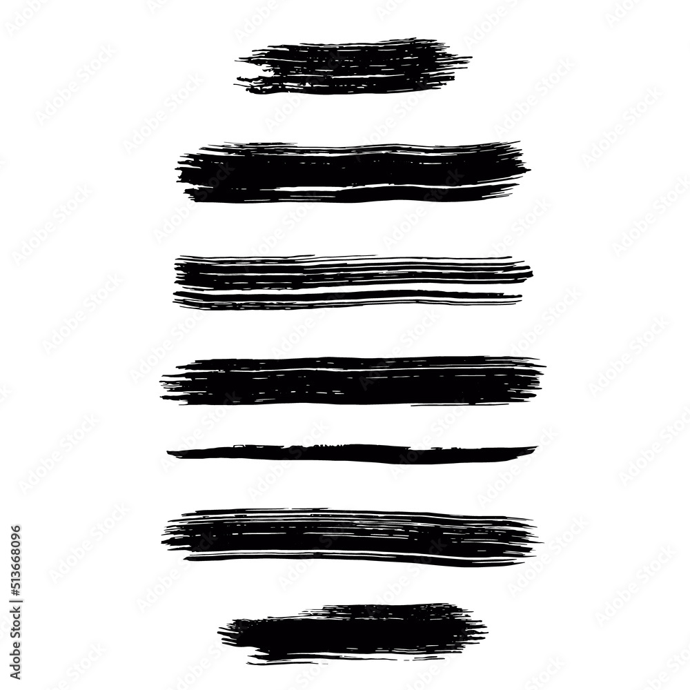 Set of brush strokes isolated on white background. Paint spot draw by hand.