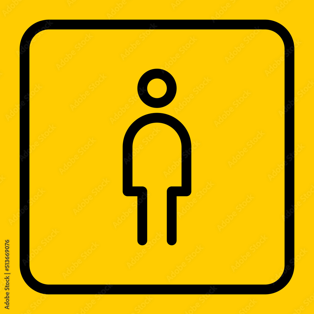 Man line icon on yellow background. Male symbol. Editable stroke. Vector graphics Man line icon on yellow background. Male symbol. Editable stroke. Vector graphics