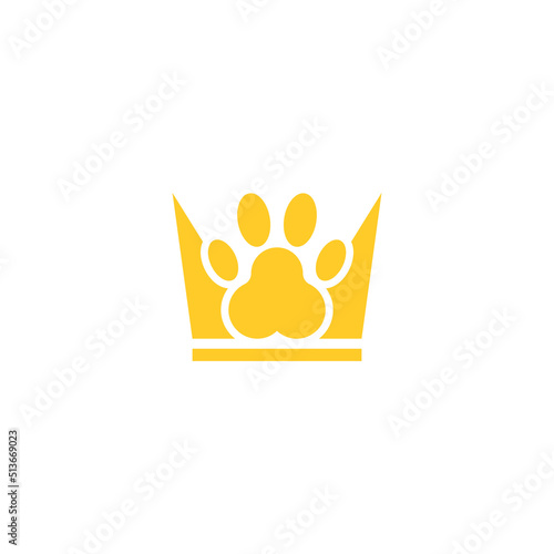 Paw crown logo design template vector illustration