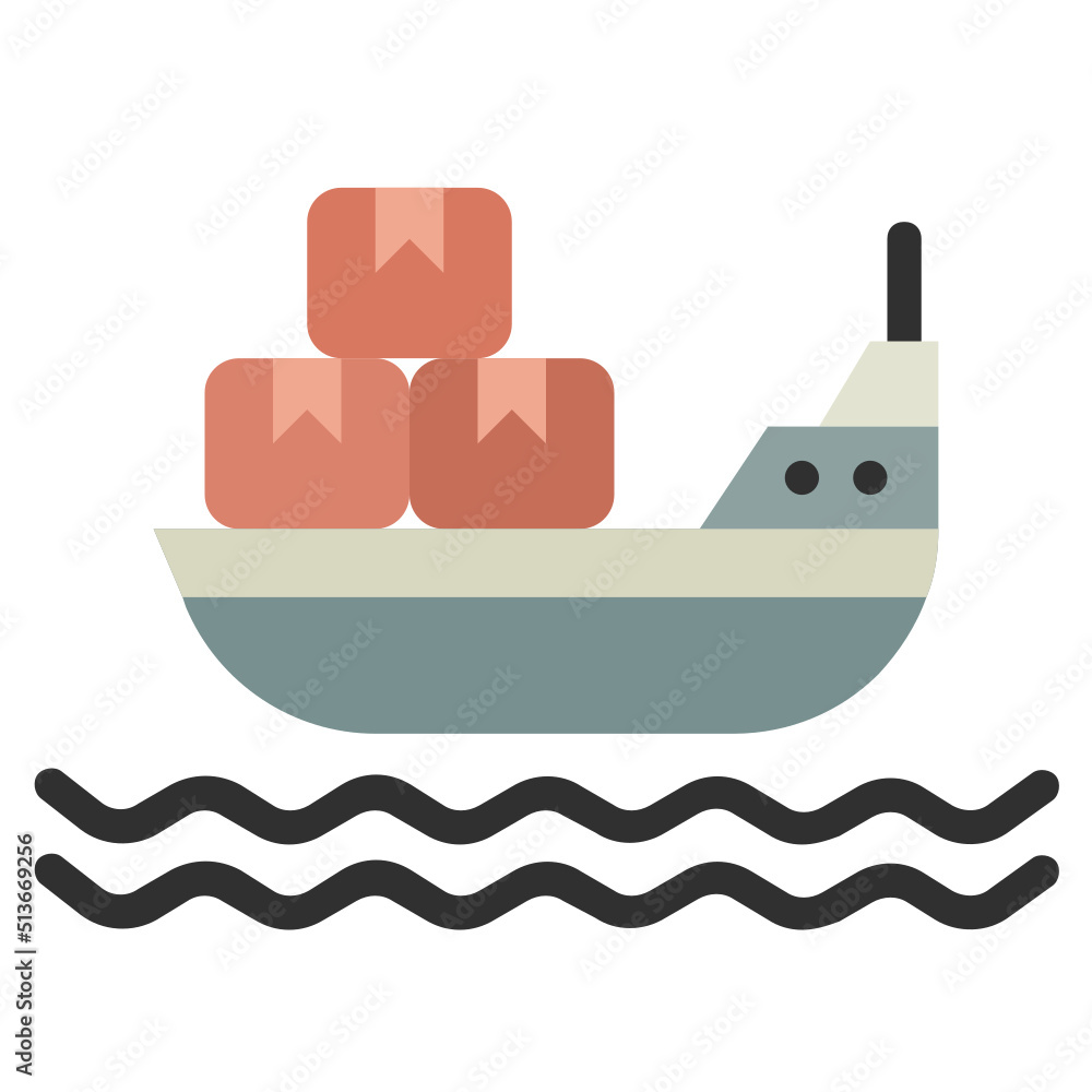 Cargo ship , Postal Service flat icon. Cargo ship , Postal Service flat icon.