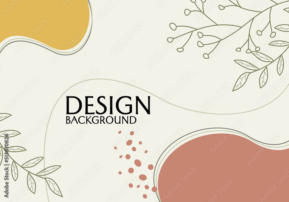 Abstract aesthetic banner design with hand drawn leaf elements. spring template design for catalog, poster, cover