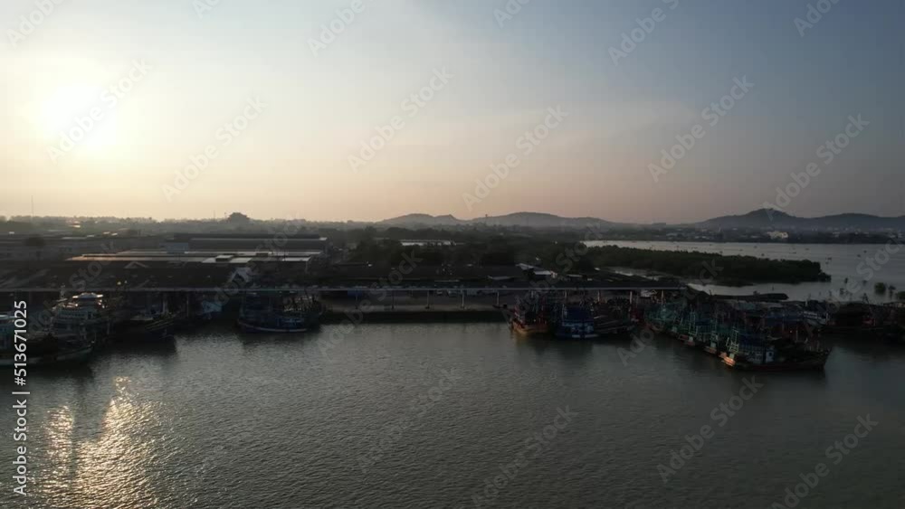 Aerial photograph of a fishing port with a drone. Aerial photograph of a fishing port with a drone.