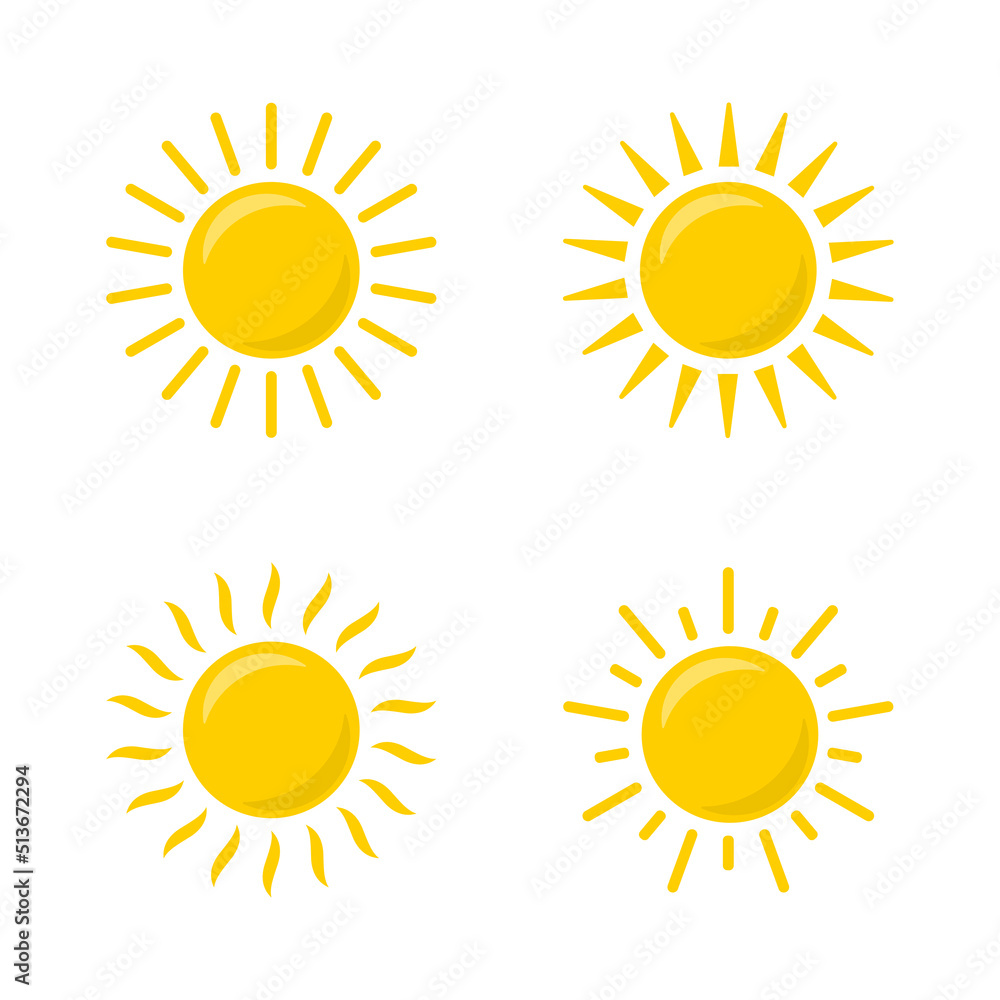 Sun icon vector set isolated on white background Sun icon vector set isolated on white background