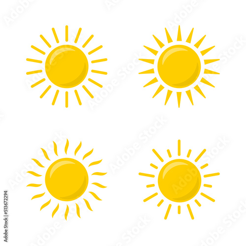 Sun icon vector set isolated on white background