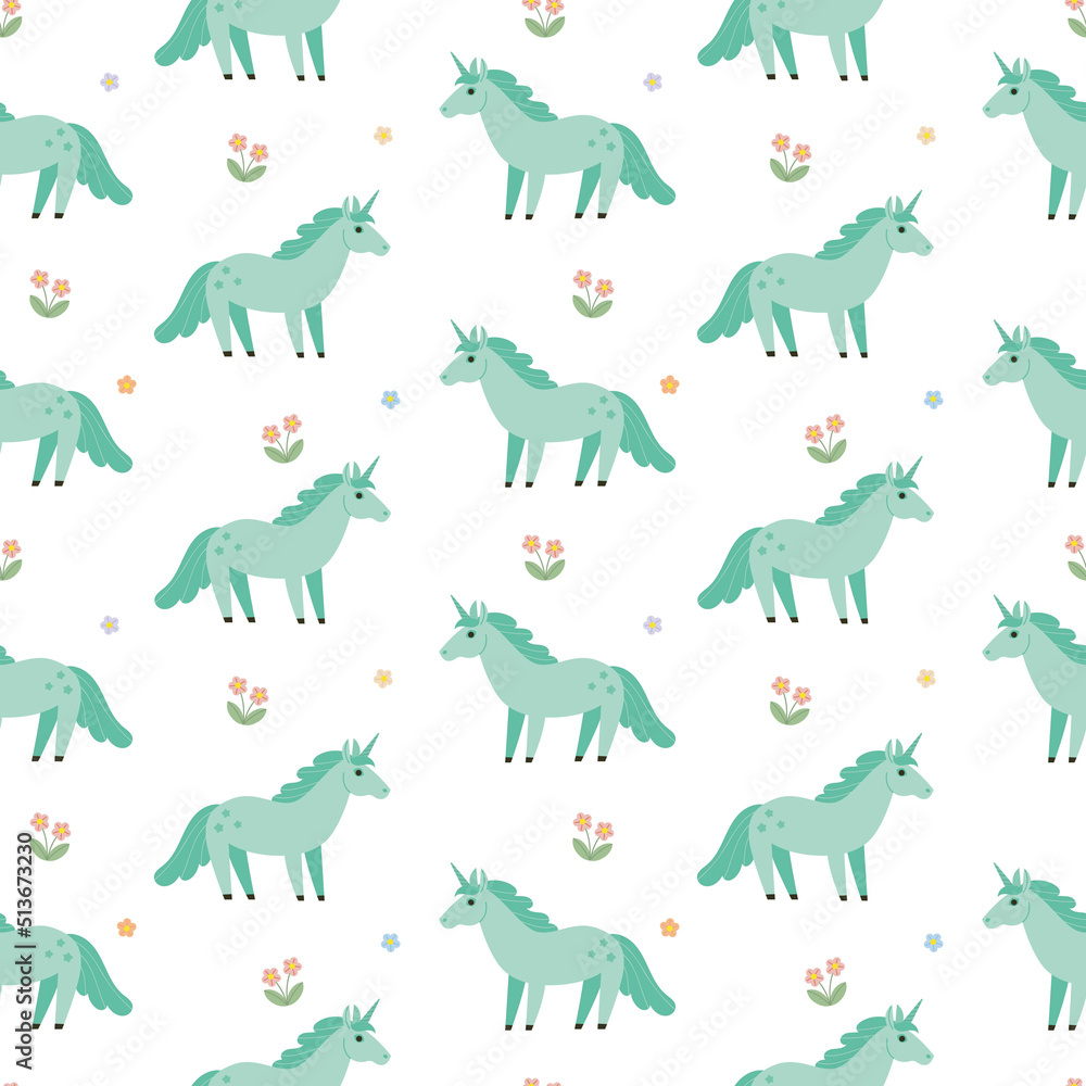 Green Unicorn Pattern Vector Illustration Green Unicorn Pattern Vector Illustration