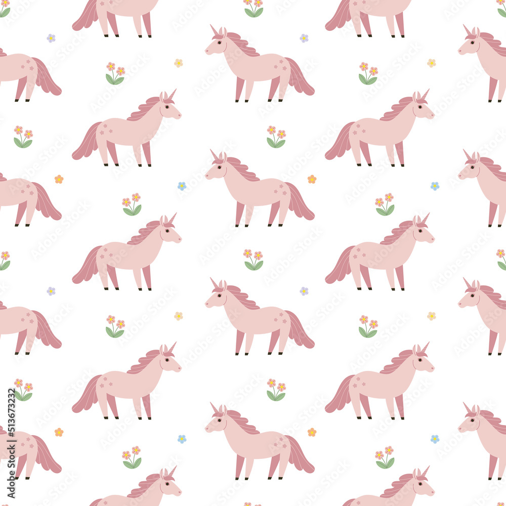 Pink Unicorn Pattern Vector Illustration