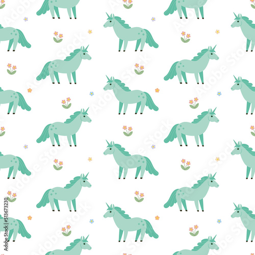 Green Unicorn Pattern Vector Illustration