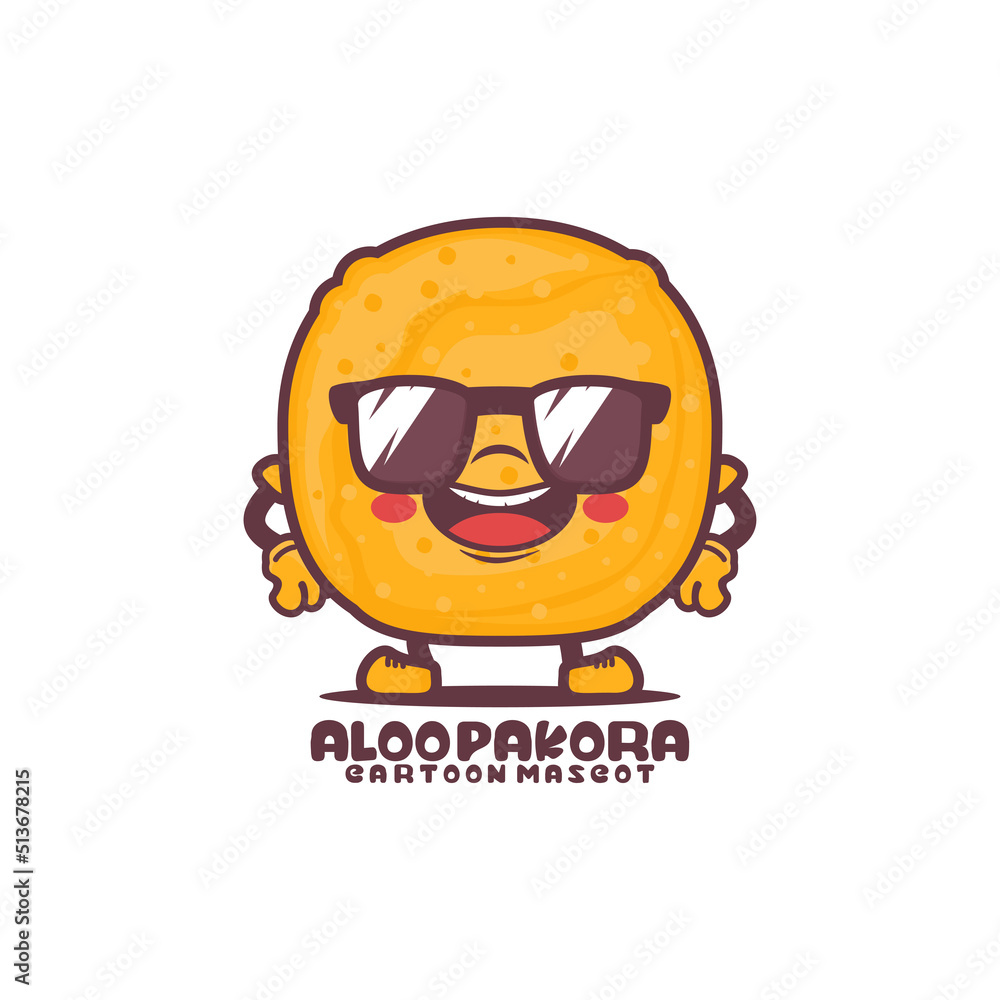 Aloo Pakora cartoon mascot. traditional indian food vector illustration Aloo Pakora cartoon mascot. traditional indian food vector illustration
