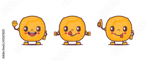 Aloo Pakora cartoon mascot. traditional indian food vector illustration, with different poses and expressions