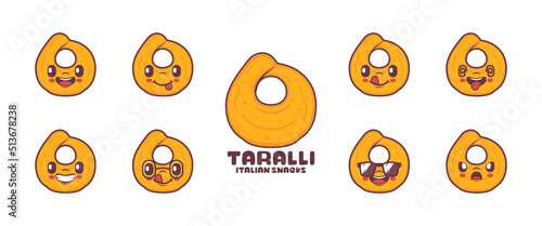 Taralli cartoon. italian snack vector illustration. icon, emoticons, cartoons photo