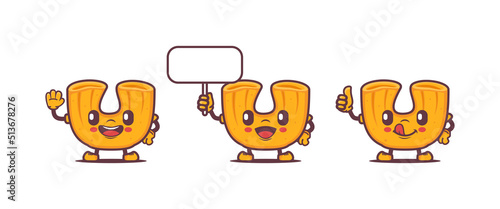 Macaroni cartoon. italian pasta vector illustration, with different poses and expressions