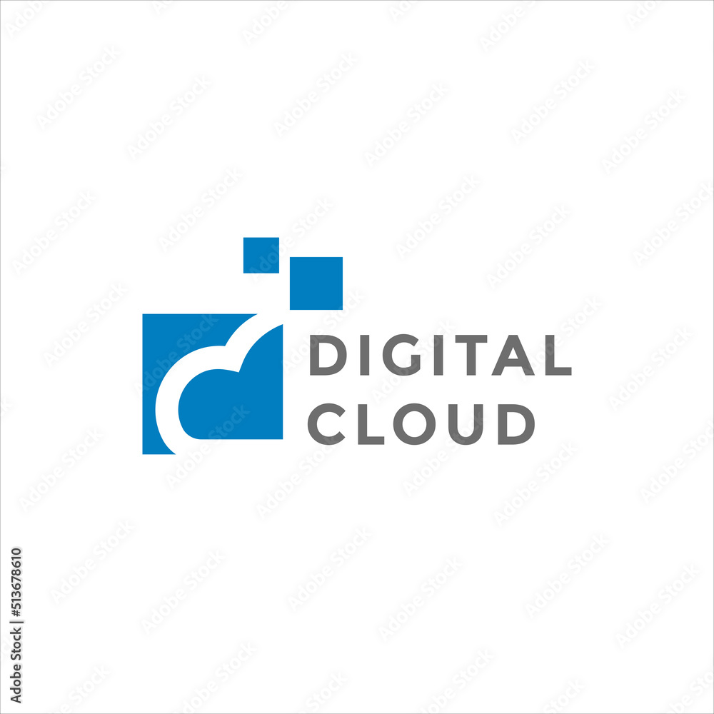 Modern digital cloud logo illustration design