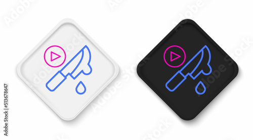 Line Thriller movie icon isolated on white background. Bloody knife. Suspenseful cinema genre, survival horror. Shocking films with gore and violence. Colorful outline concept. Vector