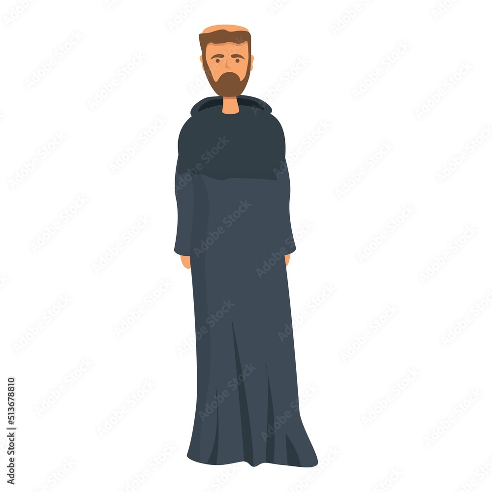 Saint monk icon cartoon vector. Priest give. Medieval christian