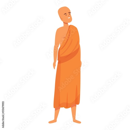 Monk buddhist icon cartoon vector. Priest meditation. Man sage