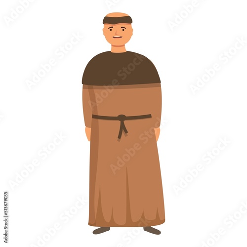 Medieval monk icon cartoon vector. Priest meditation. Christian sitting