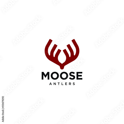 Simple moose horn logo design vector graphic