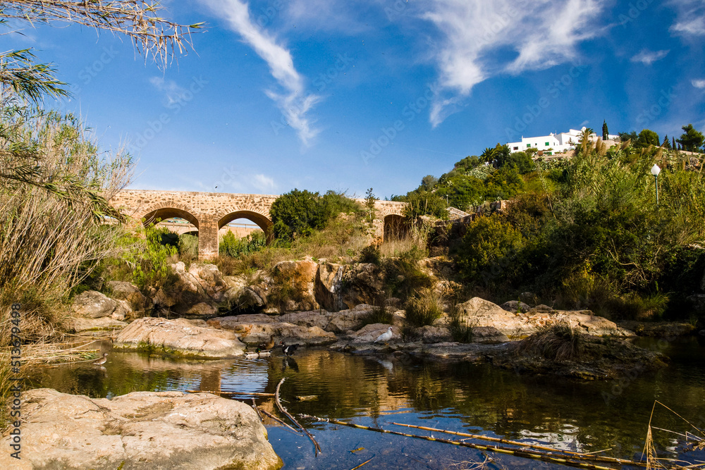 Pont Vell.Rio de Santa Eulària. Santa Eulària des Riu. Ibiza.Balearic islands.Spain. Pont Vell.Rio de Santa Eulària. Santa Eulària des Riu. Ibiza.Balearic islands.Spain.