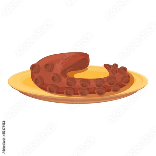 Octopus food icon cartoon vector. Dinner cuisine. Cheese sauce