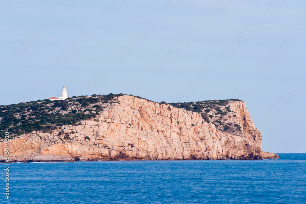 Faro de la isla Conillera.Parque natural Cala Bassa-Cala Compte.Ibiza.Balearic islands.Spain.