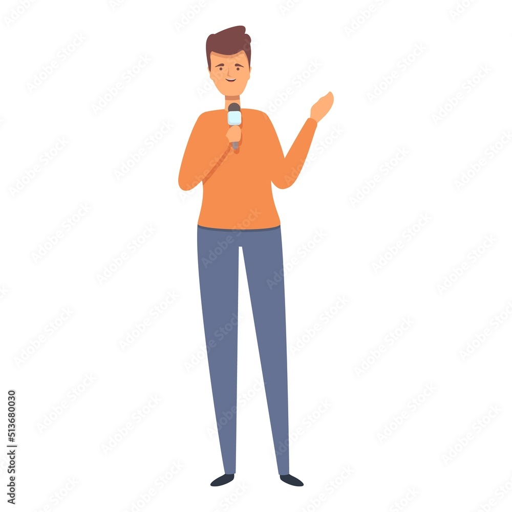 Street interview icon cartoon vector. Tv news. Studio talk Street interview icon cartoon vector. Tv news. Studio talk