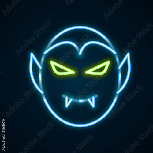 Glowing neon line Vampire icon isolated on black background. Happy Halloween party. Colorful outline concept. Vector