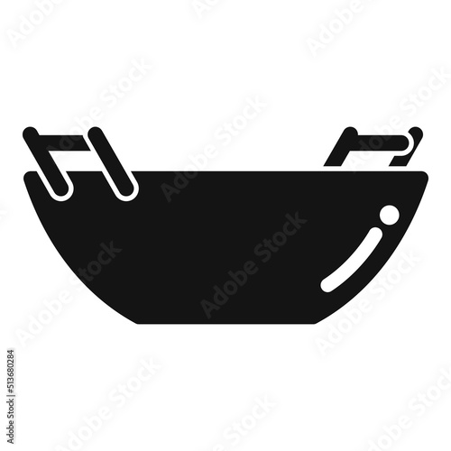 Wok frying pan icon simple vector. Fry cooking