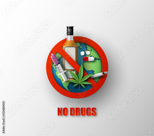  Paper cut with World no drug day.