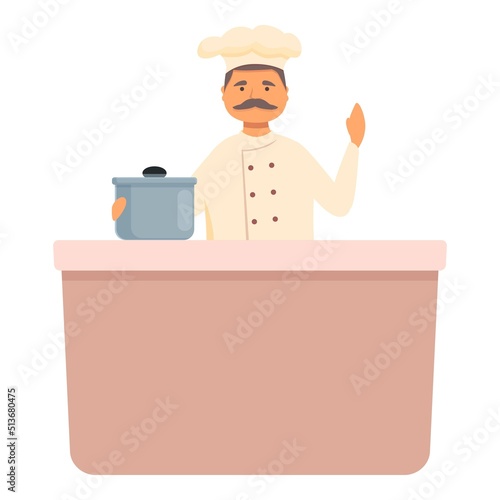 Video class character icon cartoon vector. Cook online. Chef food