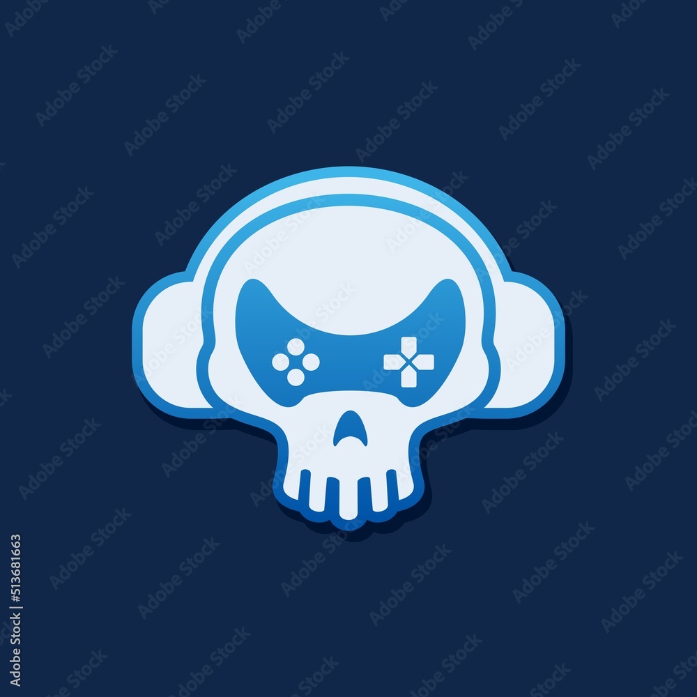Skull Gaming Joystick Logo Design Vector