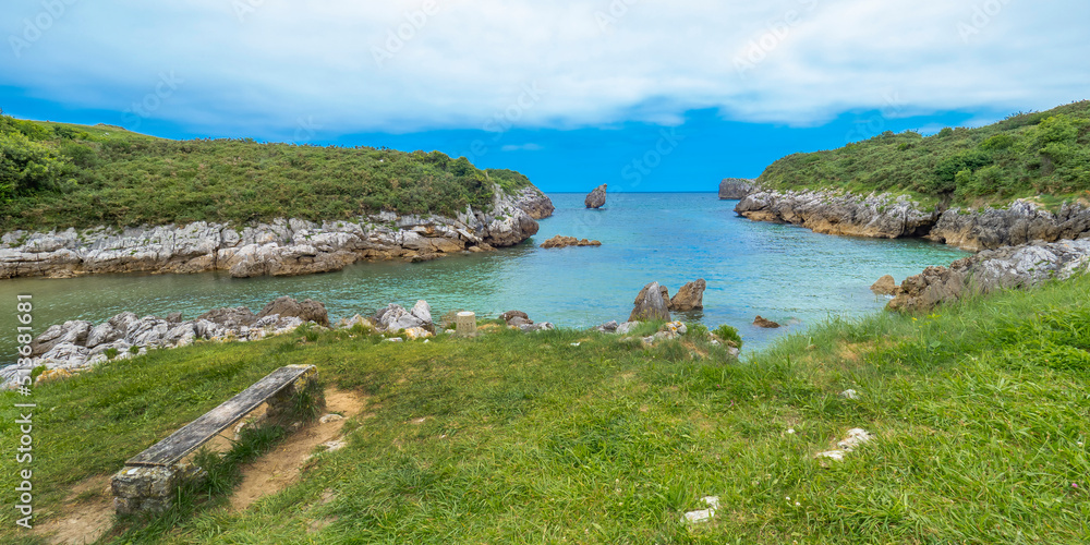 Beach of Buelna, Coastline and Cliffs, Cantabrian Sea, Buelna, Llanes, Asturias, Spain, Europe