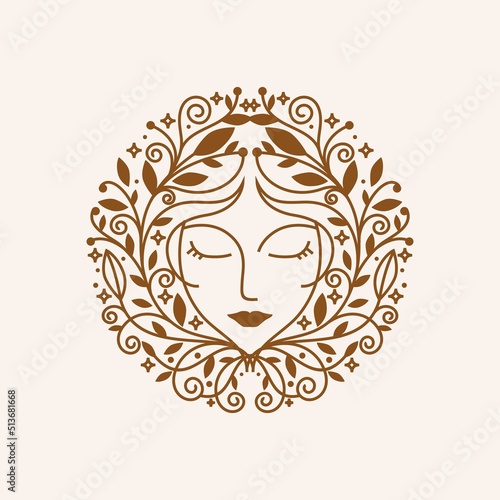 Fototapeta Naklejka Na Ścianę i Meble -  Circle Floral Beauty Women Logo Design Vector
