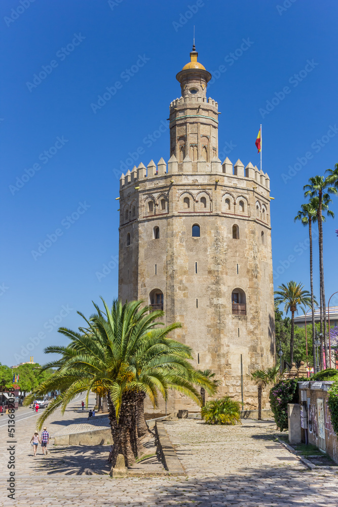 Torre Del Oro tower in the historic center of Sevilla, Spain