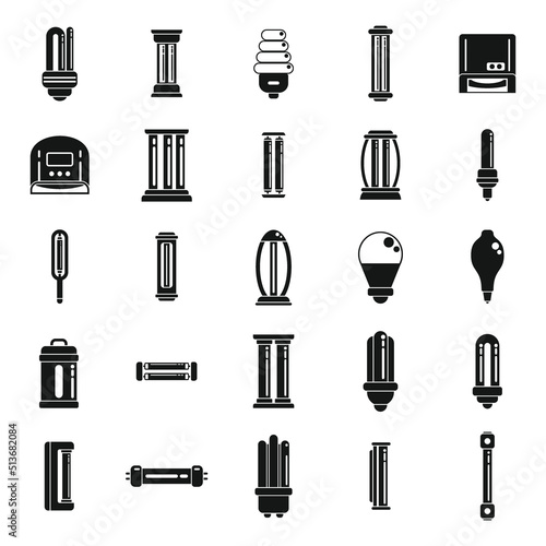 UV lamp icons set simple vector. Care clinic
